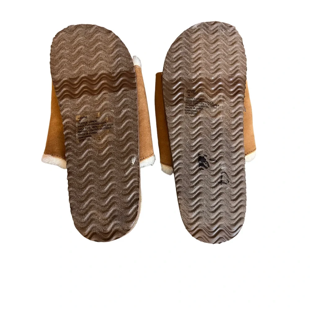 Steve Madden Kids tan Faux Fur Lined Cork Slides Slip Ons 4